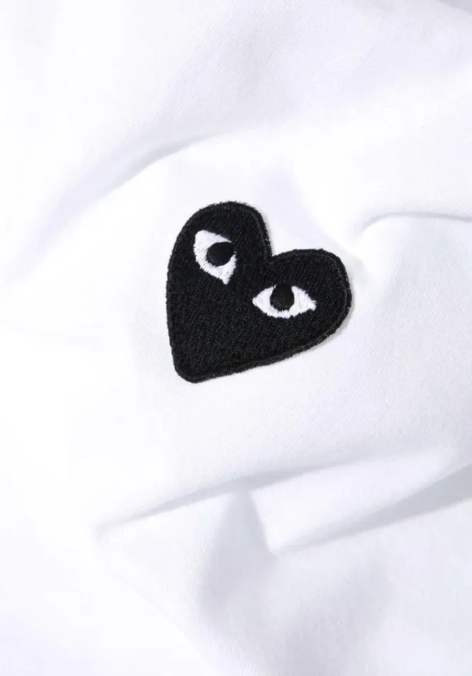Shop COMME DES GARCONS PLAY BLACK HEART LONG SLEEVE White MKI MIYUKI ZOKU TShirts