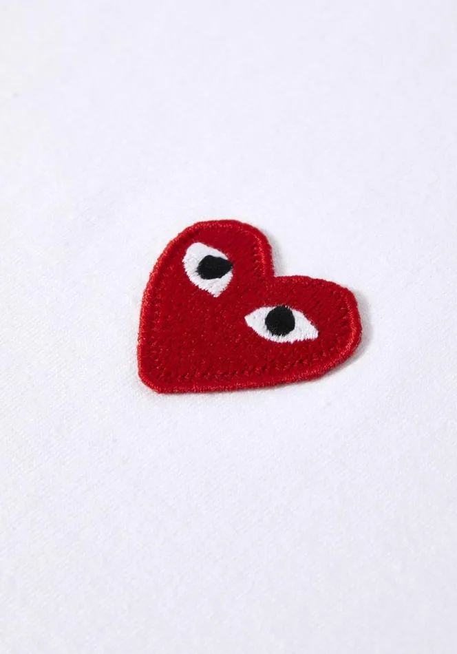 Shop COMME DES GARCONS RED HEART LONG SLEEVE White MKI MIYUKI ZOKU TShirts