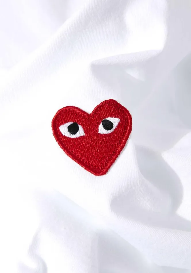 Shop COMME DES GARCONS RED HEART LONG SLEEVE White MKI MIYUKI ZOKU TShirts