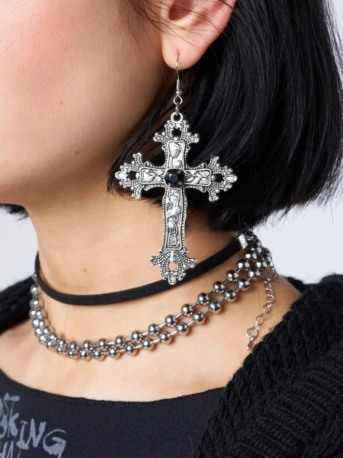 Shop Daggers and Crosses Silver Earrings Minga London Accessories