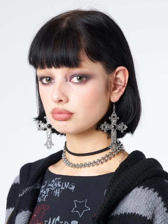 Shop Daggers and Crosses Silver Earrings Minga London Accessories