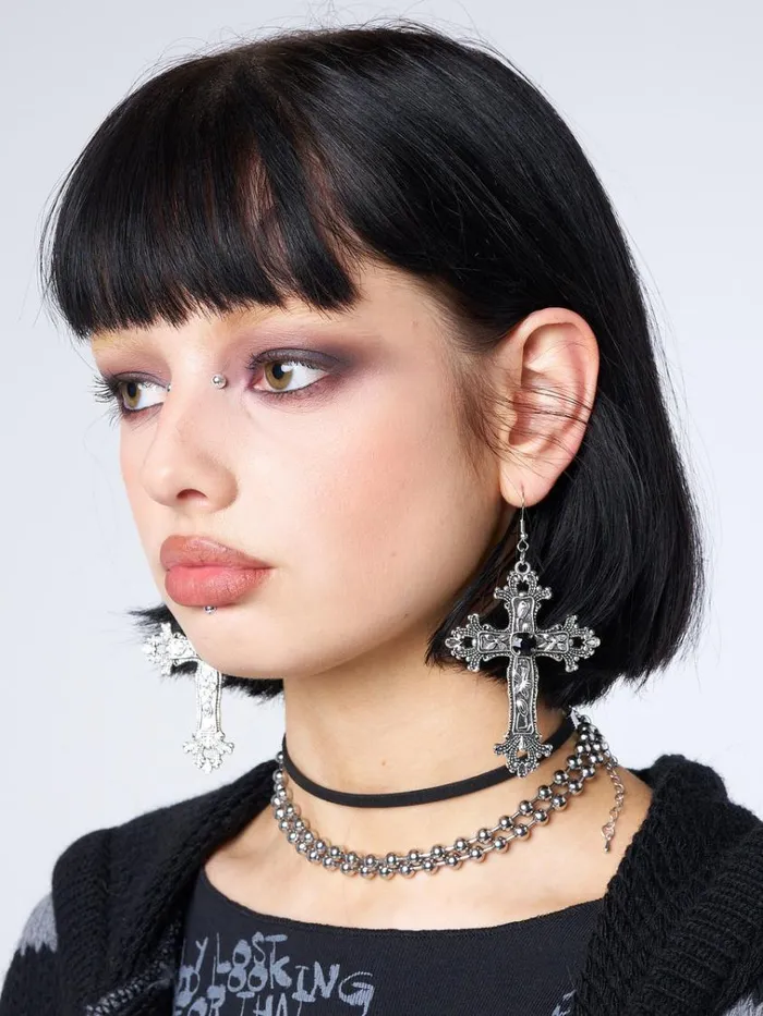 Shop Daggers and Crosses Silver Earrings Minga London Accessories