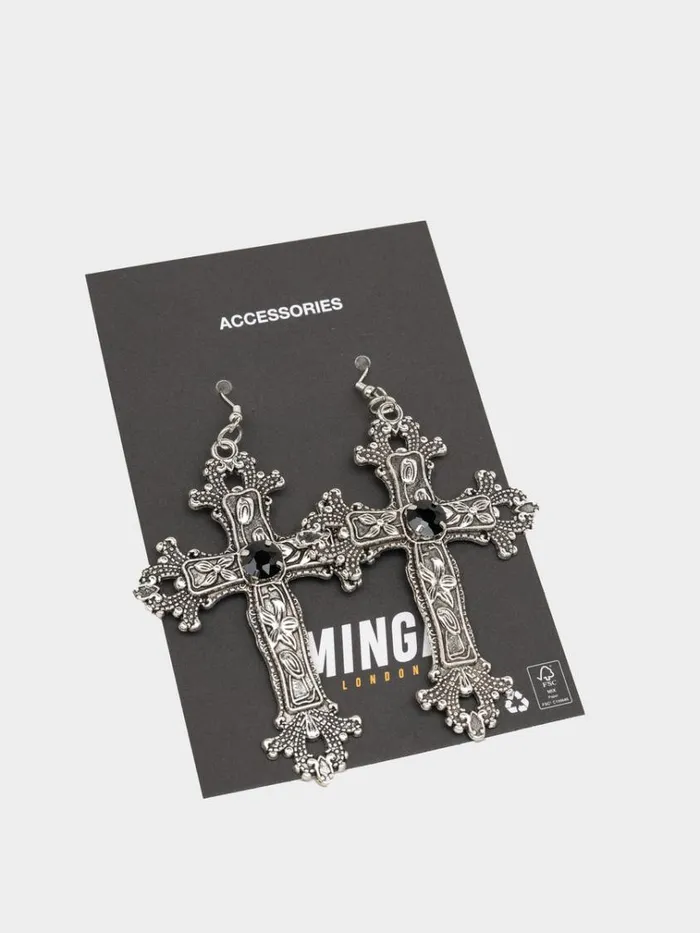 Shop Daggers and Crosses Silver Earrings Minga London Accessories