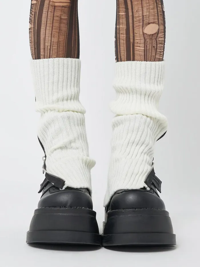 Shop Downtown White Zip Up Leg Warmers Minga London Accessories