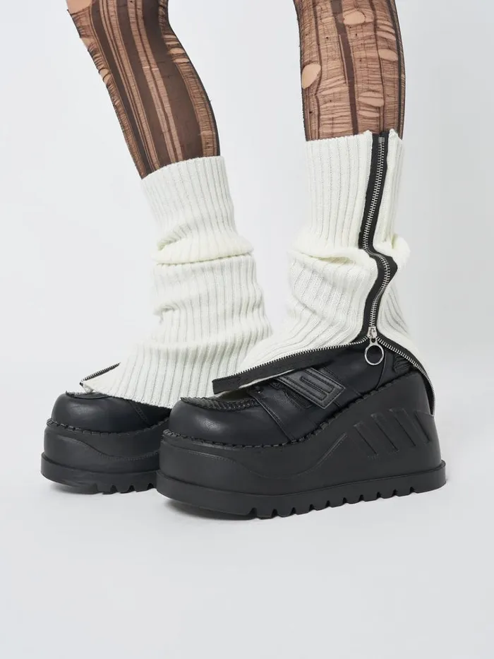 Shop Downtown White Zip Up Leg Warmers Minga London Accessories