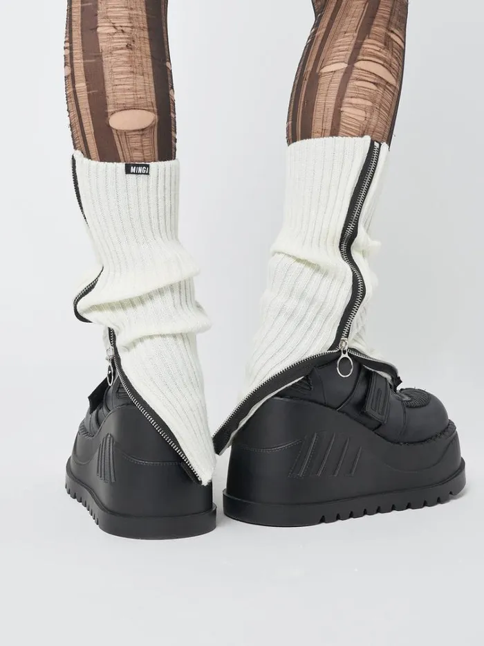 Shop Downtown White Zip Up Leg Warmers Minga London Accessories