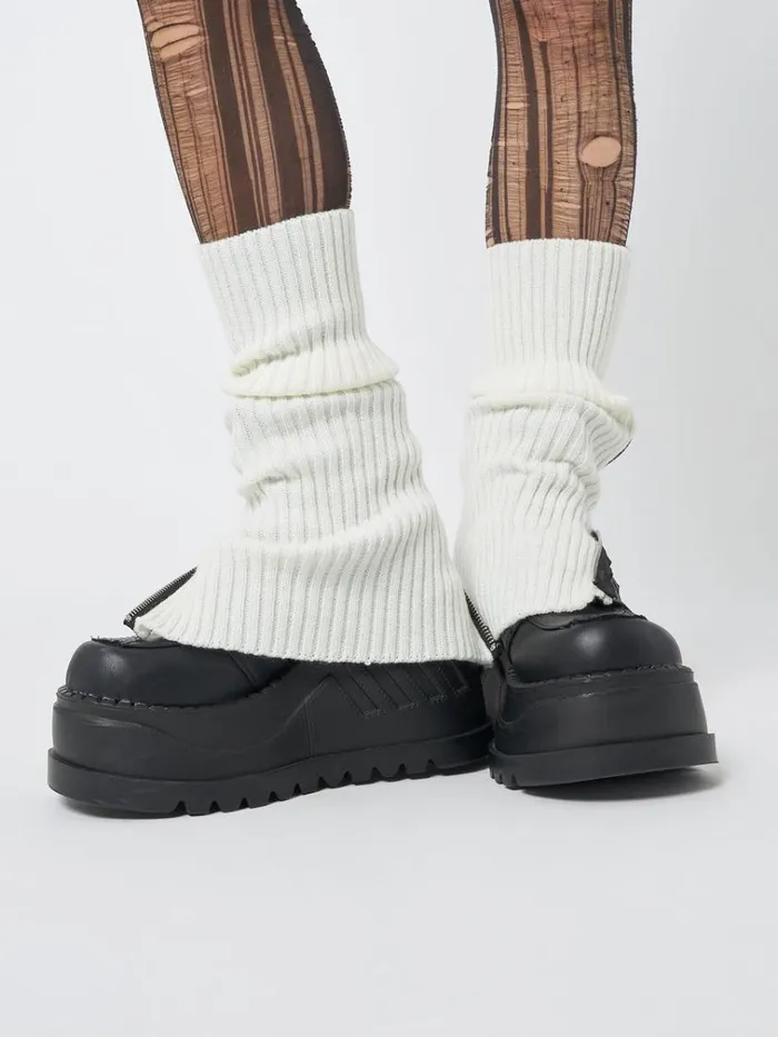 Shop Downtown White Zip Up Leg Warmers Minga London Accessories