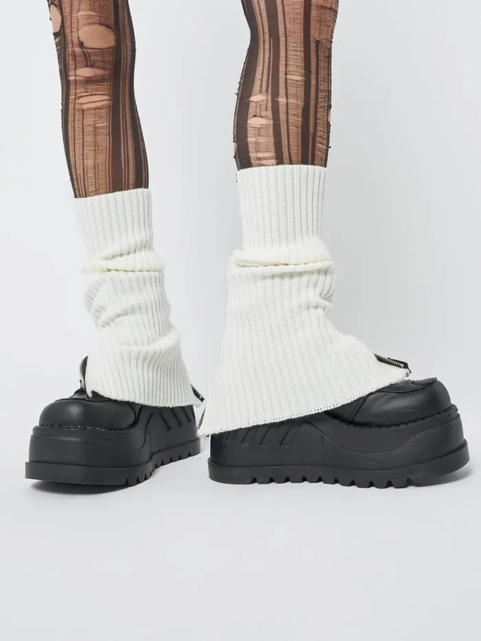 Shop Downtown White Zip Up Leg Warmers Minga London Accessories