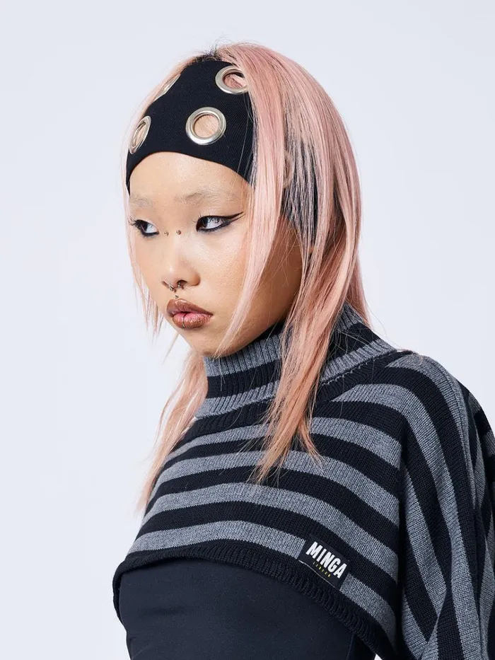Shop Elektra Black Metallic Hole Headband Minga London Accessories