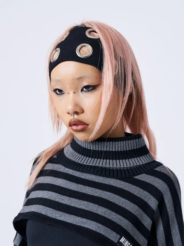 Shop Elektra Black Metallic Hole Headband Minga London Accessories