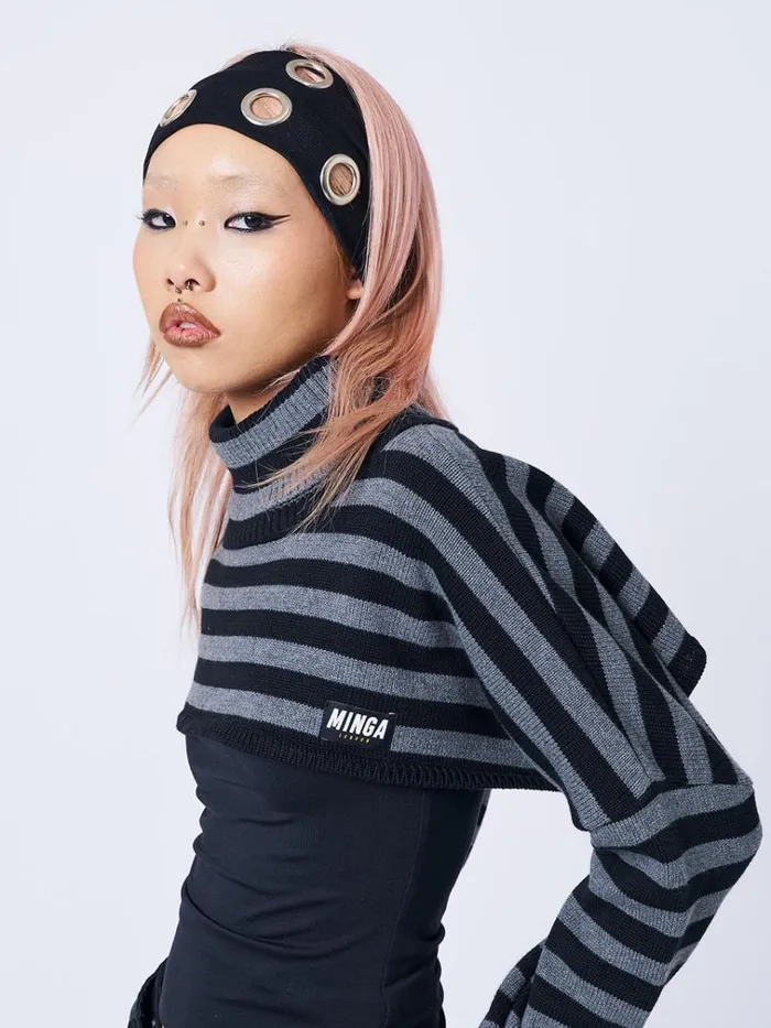 Shop Elektra Black Metallic Hole Headband Minga London Accessories