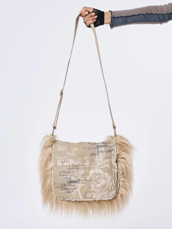 Shop Fluffy Canvas Messenger Bag Minga London Accessories