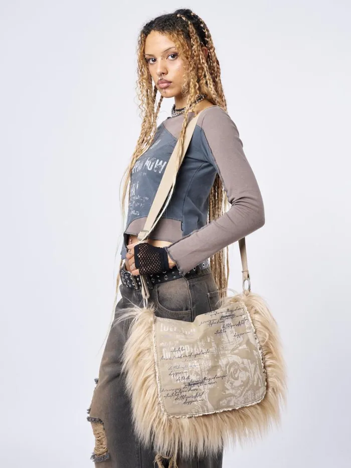 Shop Fluffy Canvas Messenger Bag Minga London Accessories