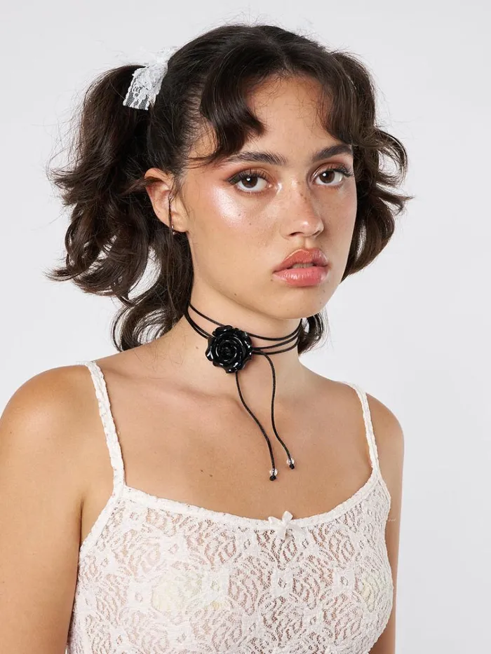 Shop Forbidden Rose Black Choker Necklace Minga London Accessories
