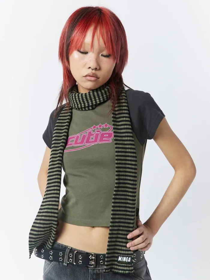Shop Girlfriend Stripes Green Black Scarf Minga London Accessories