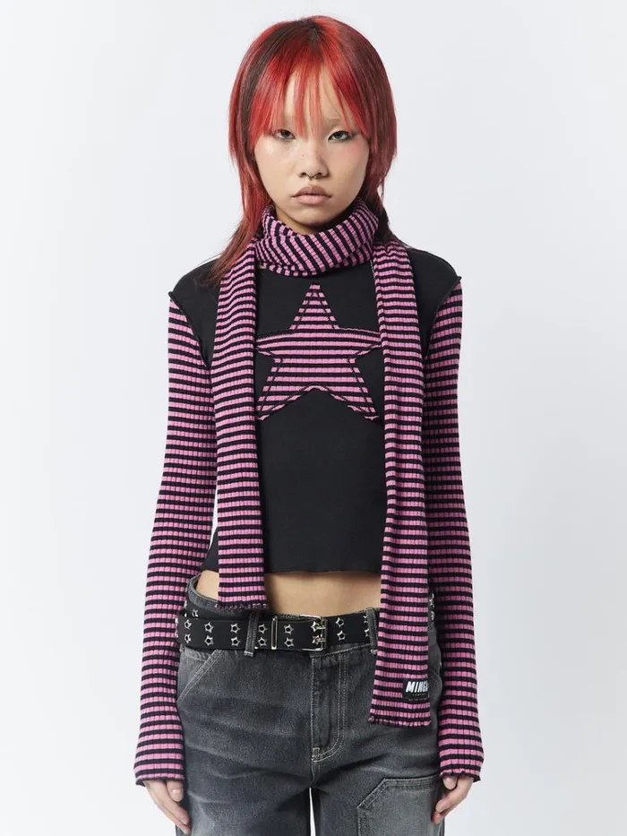 Shop Girlfriend Stripes Pink Black Scarf Minga London Accessories