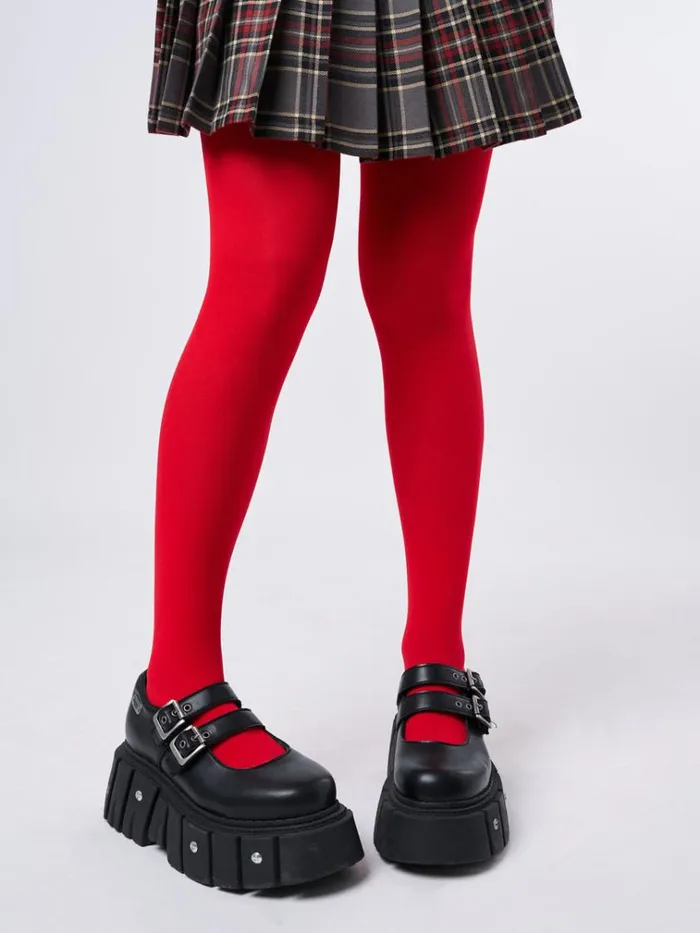 Shop Gracie Red Opaque Tights Minga London Accessories