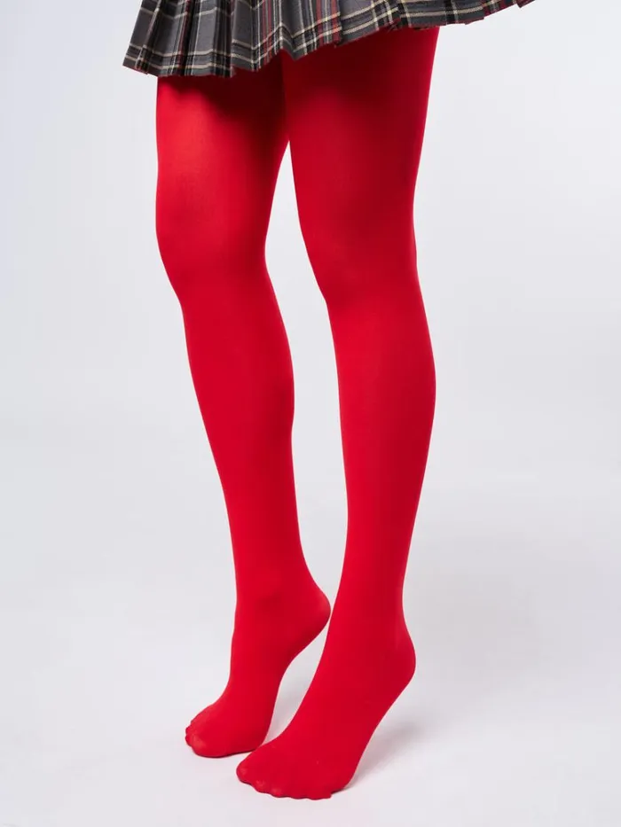 Shop Gracie Red Opaque Tights Minga London Accessories
