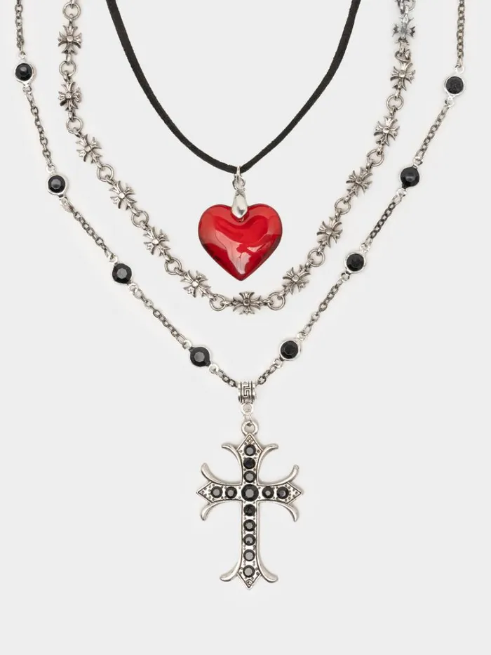 Shop Love Heart and Cross Pendant Necklace Minga London Accessories