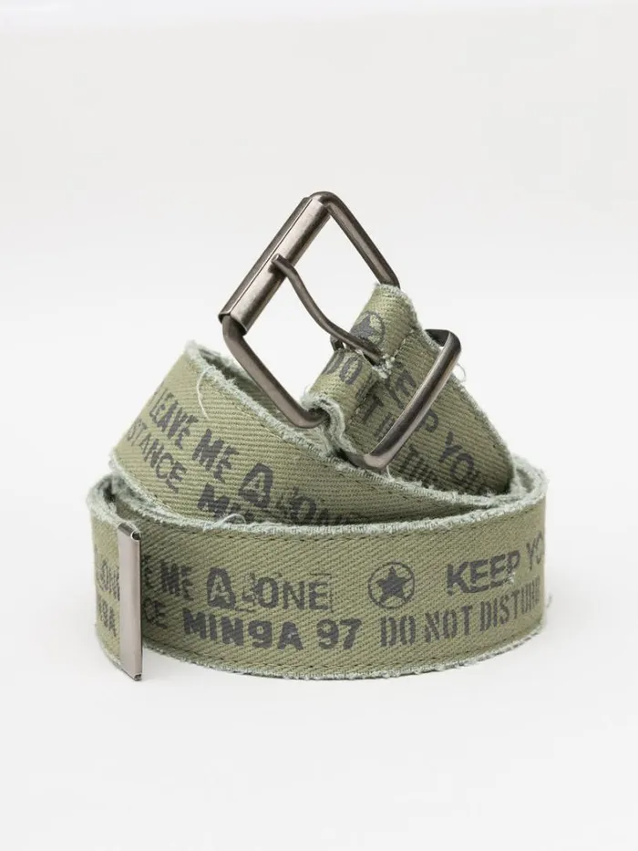 Shop Minga London Accessories Do Not Disturb Army Green Canvas Belt