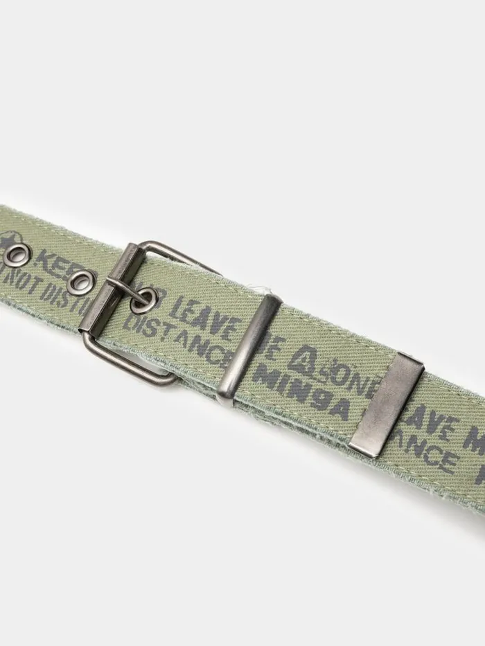 Shop Minga London Accessories Do Not Disturb Army Green Canvas Belt