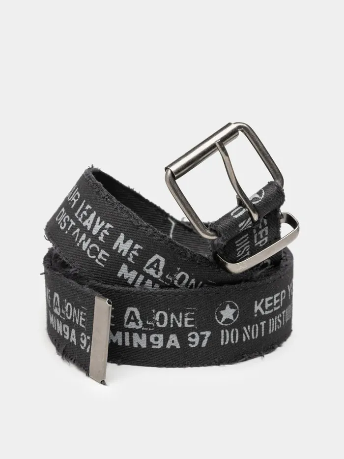 Shop Minga London Accessories Do Not Disturb Black Canvas Belt