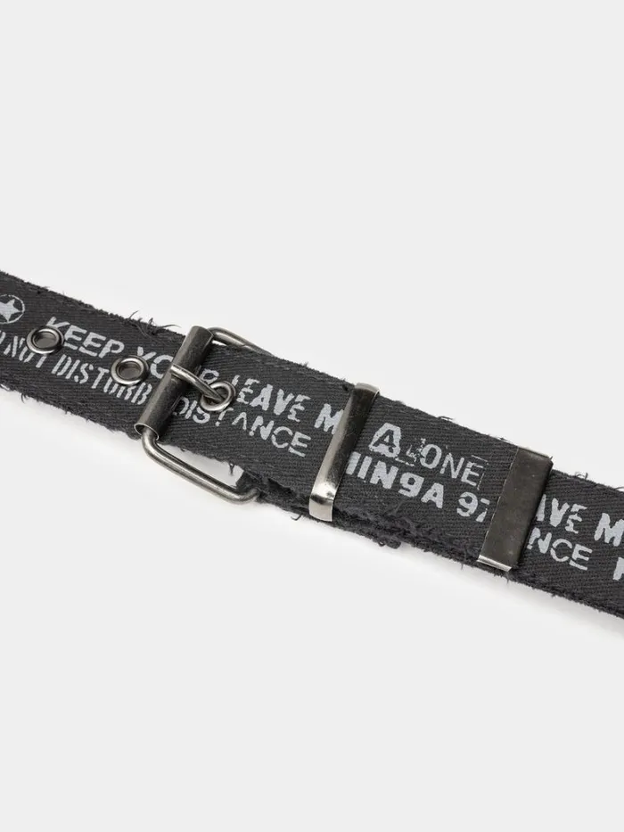 Shop Minga London Accessories Do Not Disturb Black Canvas Belt