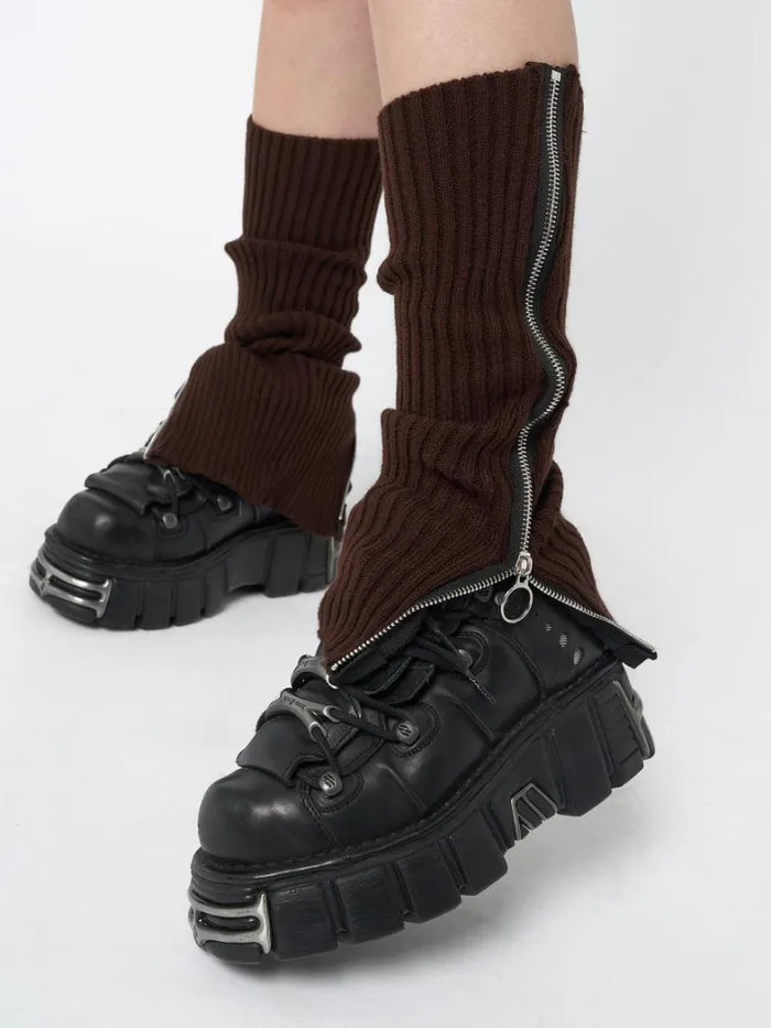 Shop Minga London Accessories Downtown Brown Zip Up Leg Warmers Shop Minga London Accessories Downtown Brown Zip Up Leg Warmers