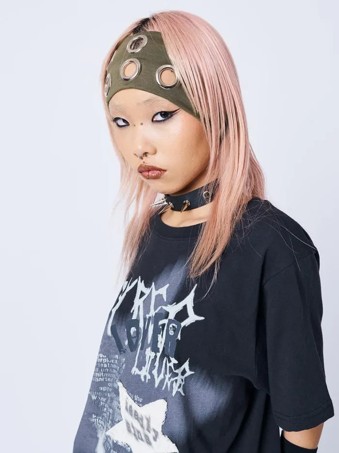 Shop Minga London Accessories Elektra Green Metallic Hole Headband