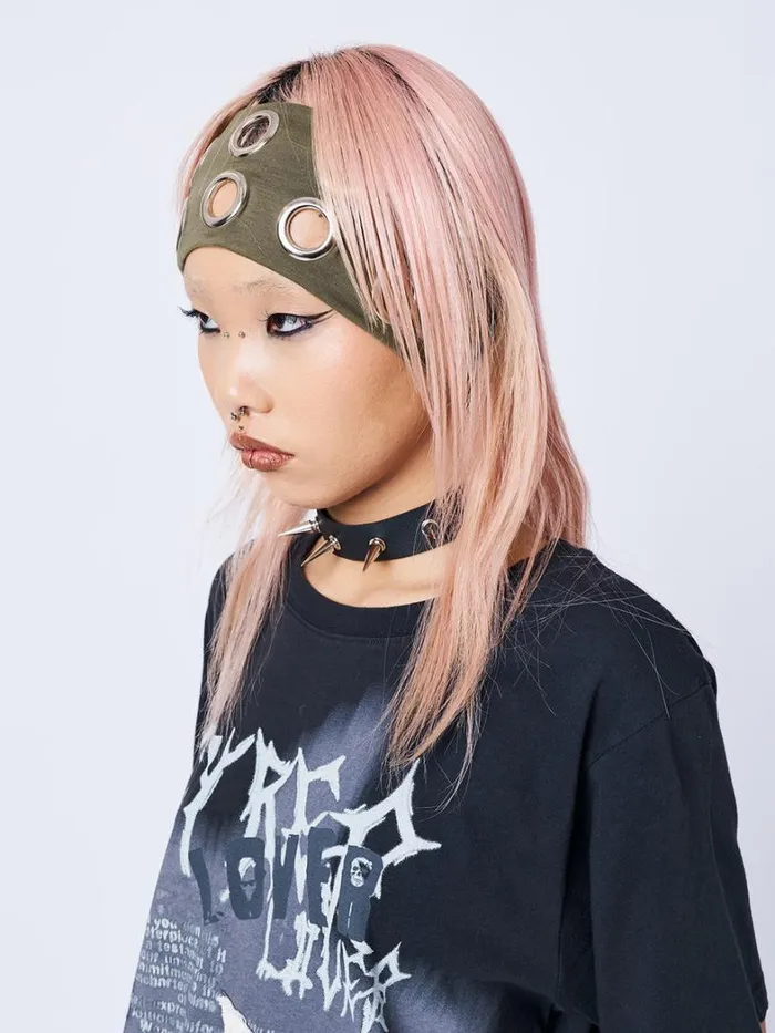 Shop Minga London Accessories Elektra Green Metallic Hole Headband
