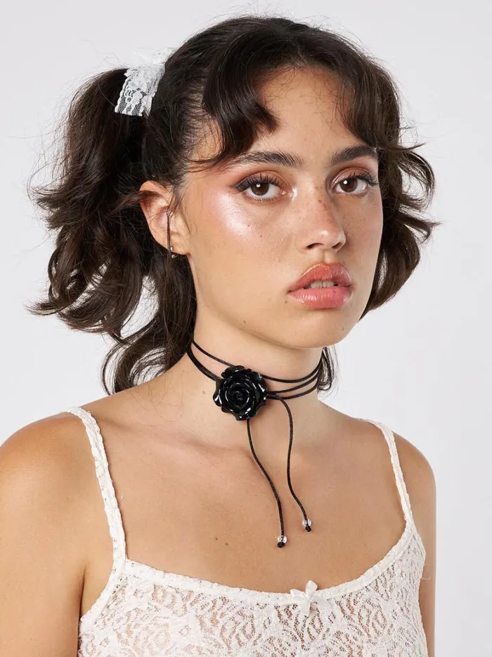 Shop Minga London Accessories Forbidden Rose Black Choker Necklace