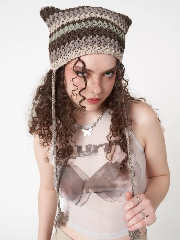 Shop Minga London Accessories Goblin Stripes Knit Tie Hat
