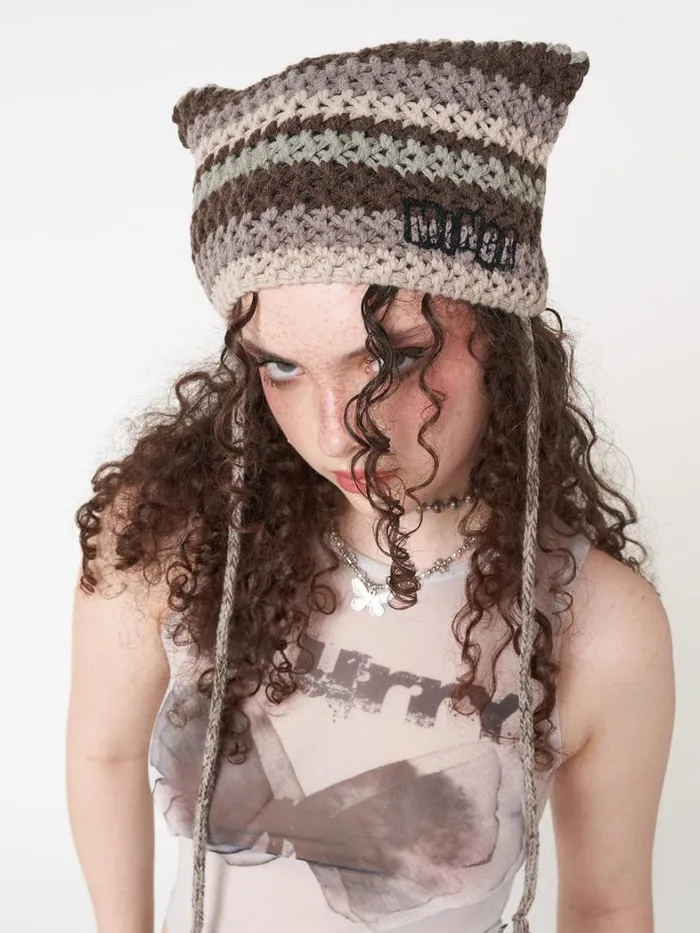 Shop Minga London Accessories Goblin Stripes Knit Tie Hat