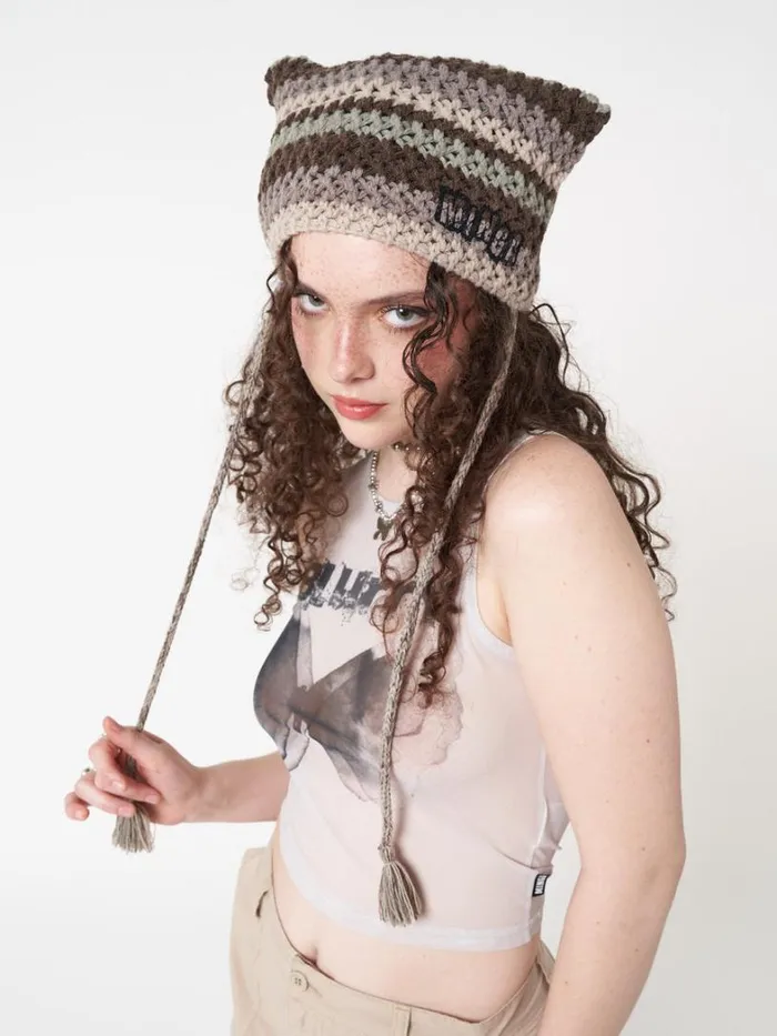 Shop Minga London Accessories Goblin Stripes Knit Tie Hat