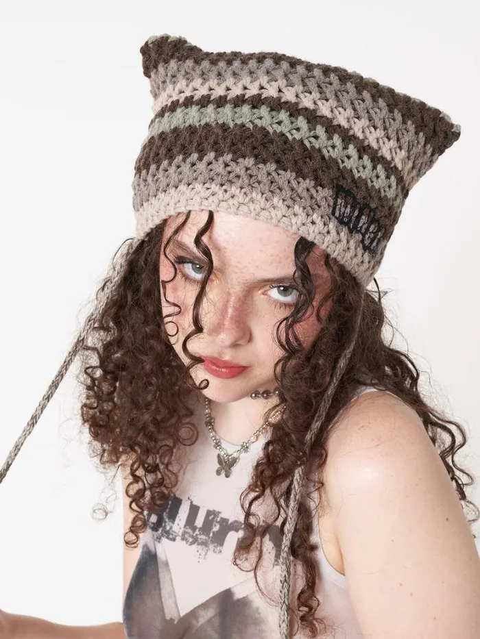 Shop Minga London Accessories Goblin Stripes Knit Tie Hat