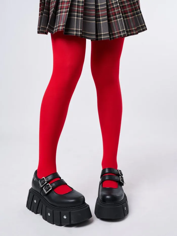 Shop Minga London Accessories Gracie Red Opaque Tights