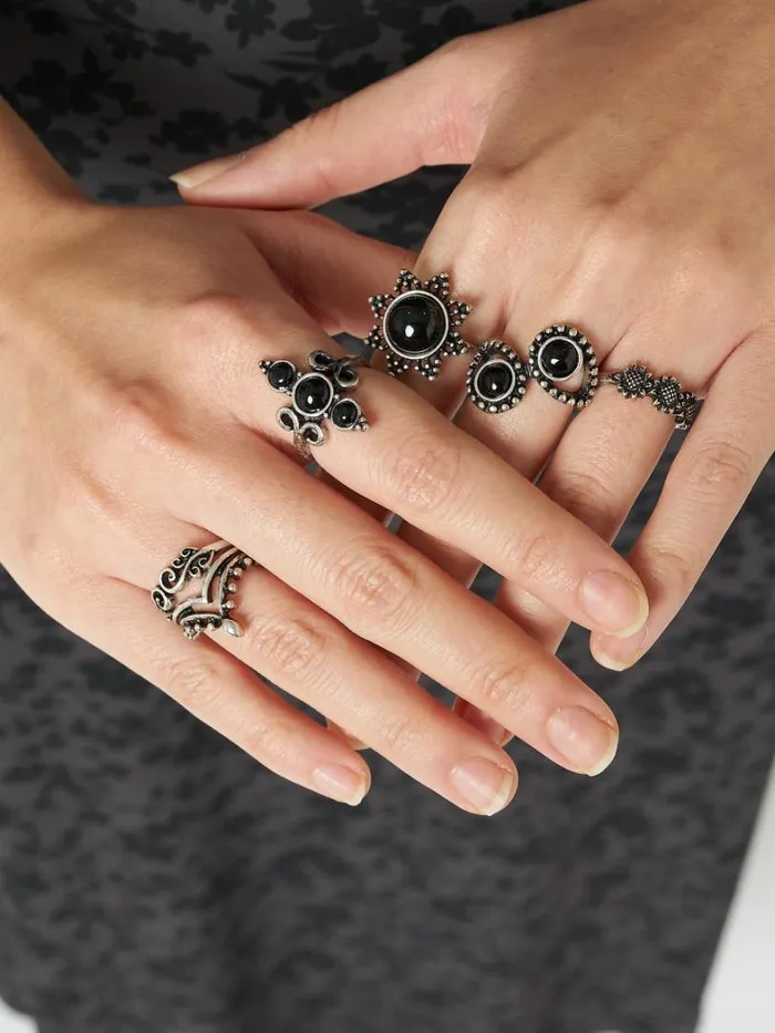 Shop Minga London Accessories Leif Silver Ring Set 6 PC