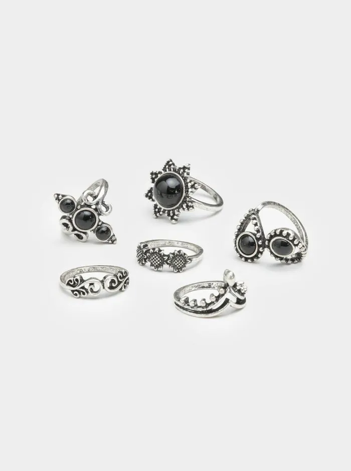 Shop Minga London Accessories Leif Silver Ring Set 6 PC