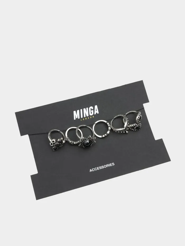 Shop Minga London Accessories Leif Silver Ring Set 6 PC