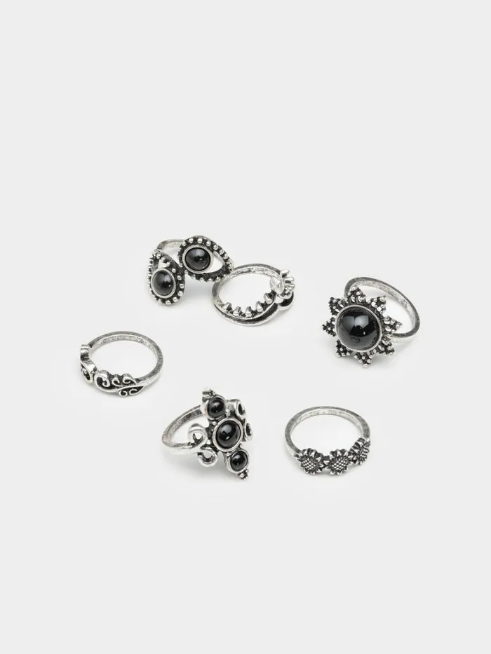 Shop Minga London Accessories Leif Silver Ring Set 6 PC