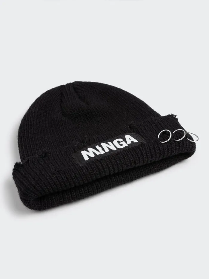 Shop Minga London Accessories Minga Black Distressed Beanie