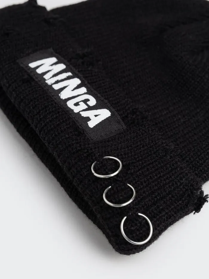 Shop Minga London Accessories Minga Black Distressed Beanie