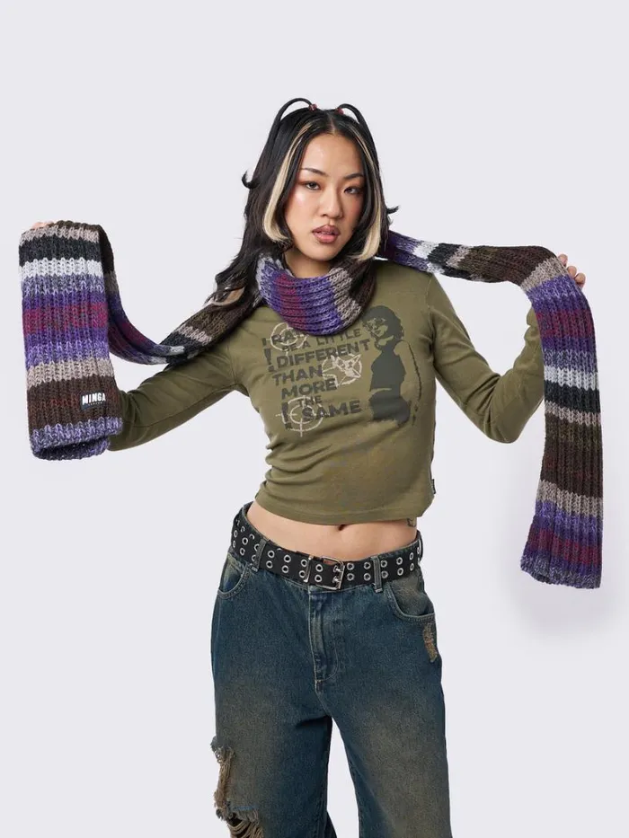 Shop Minga London Accessories Nova Multi Coloured Textured Scarf