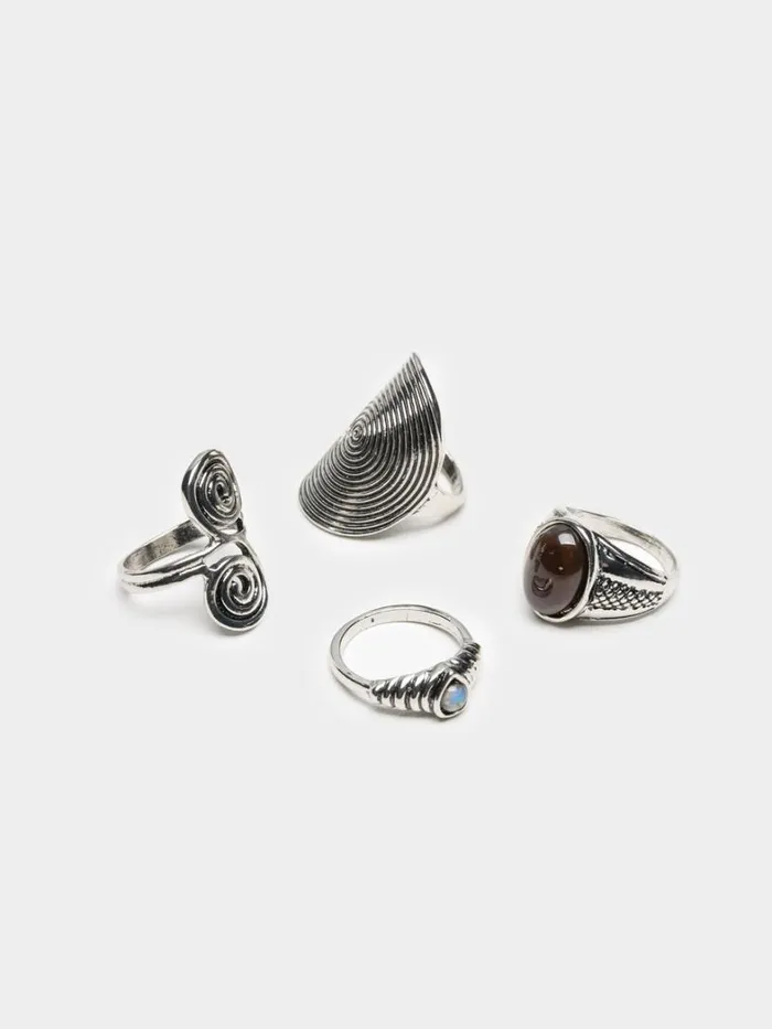 Shop Minga London Accessories Pacifica Silver Ring Set 4 PC