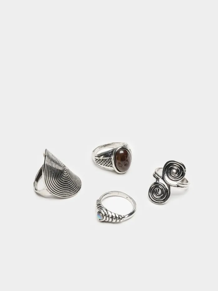 Shop Minga London Accessories Pacifica Silver Ring Set 4 PC