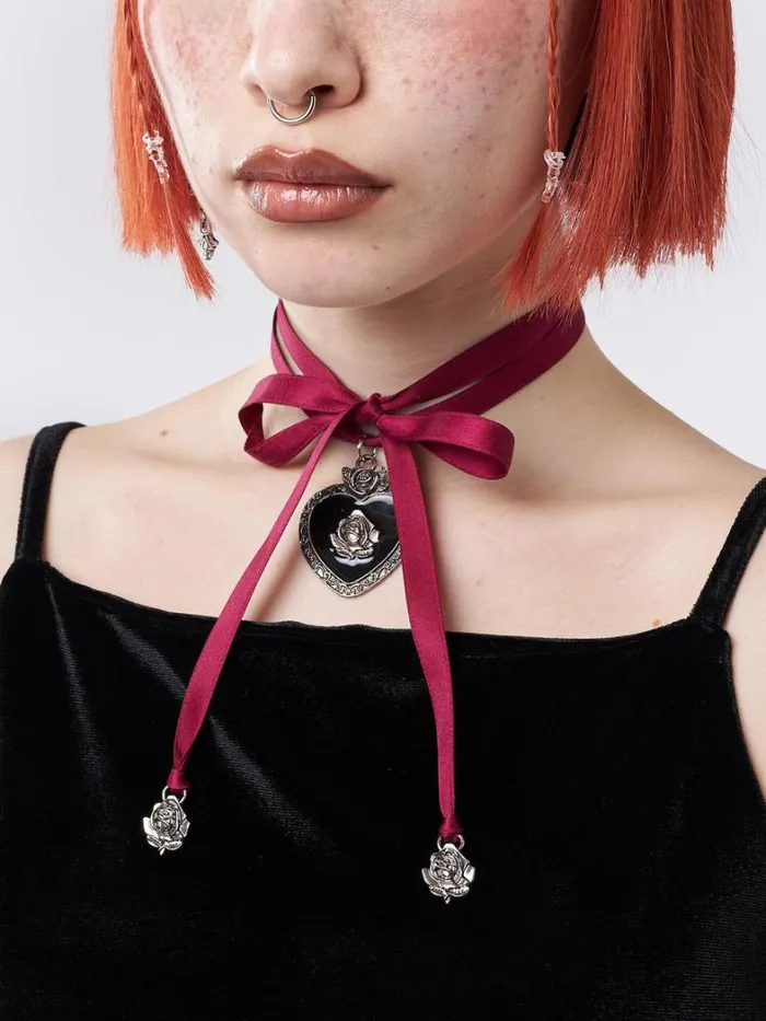 Shop Minga London Accessories Pandora Heart Satin Ribbon Choker
