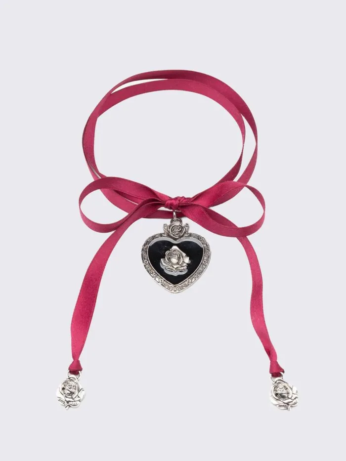 Shop Minga London Accessories Pandora Heart Satin Ribbon Choker
