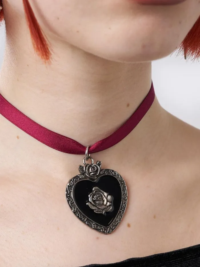 Shop Minga London Accessories Pandora Heart Satin Ribbon Choker