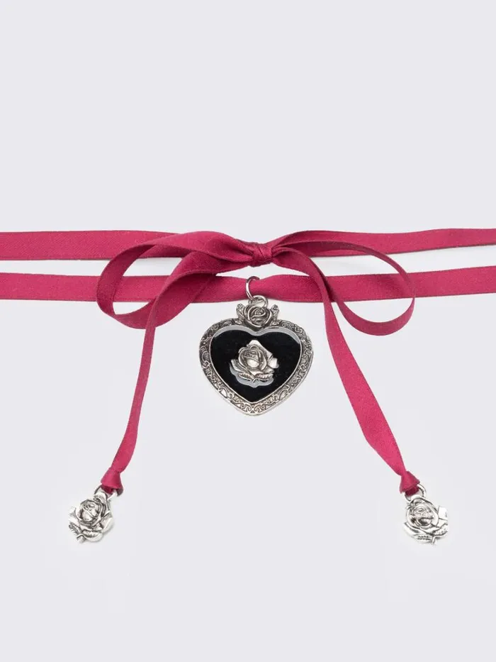 Shop Minga London Accessories Pandora Heart Satin Ribbon Choker