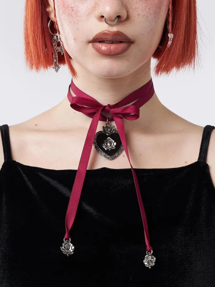Shop Minga London Accessories Pandora Heart Satin Ribbon Choker